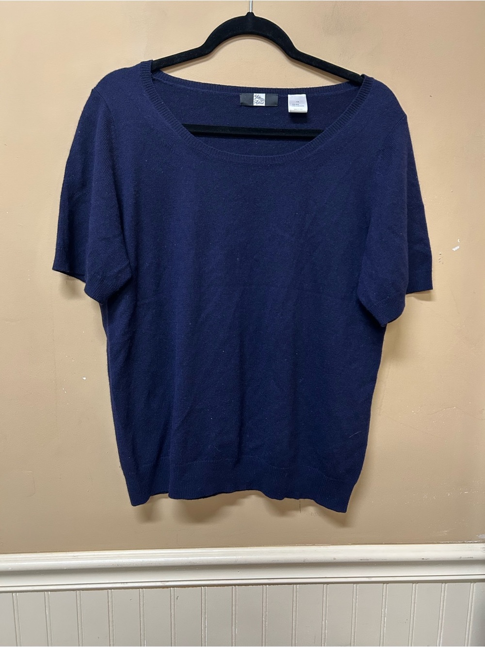 Saks Fifth Avenue Women’s 1X Silk Cashmere Short Sleeve Sweater  Blue